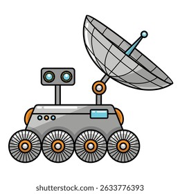 Composição de colonização de Marte com imagem de rover com antena manipuladora e ilustração de vetor de bateria solar