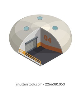 Mars colonization exploration isometric composition with isolated image on blank background vector illustration