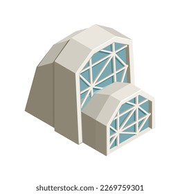 Mars colonization exploration isometric composition with isolated image on blank background vector illustration