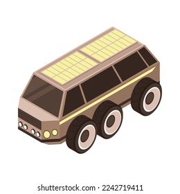 Mars colonization isometric icon with 3d rover vehicle vector illustration