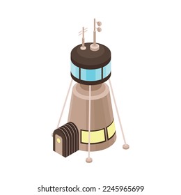 Mars colonization space base building isometric icon vector illustration