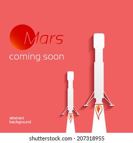 Mars, coming soon, space concept on a red background design layout for poster flyer cover brochure
