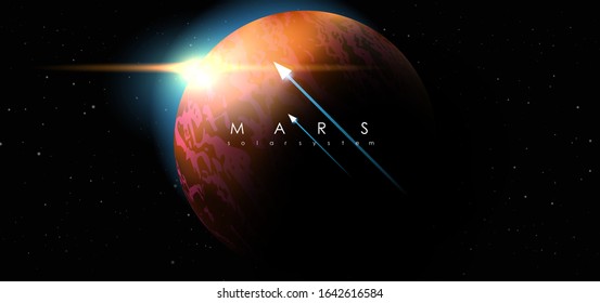 Mars, creative vector planet. Space background. Galaxy Colorful abstract futuristic illustration. Planet of solar system.