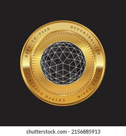 Mars Cryptocurrency logo in black color concept on gold coin. Mars protocol Terra Blockchain technology symbol. Vector illustration for wallpaper, banner, poster, financial projects, blog, print.