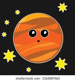 Mars cute planet illustration for kids Educational