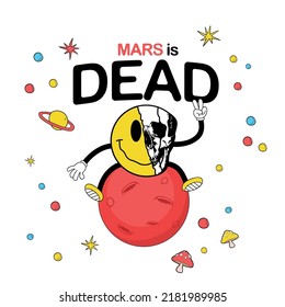 Mars Is Dead, skull smiling in peace, free vector