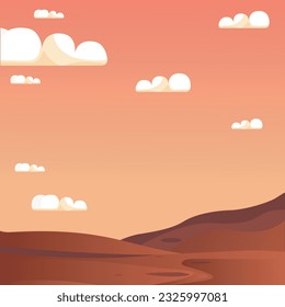 Mars Dessert Daytime Scenic Vector Illustration