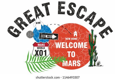 Mars and earth graphic design vector art