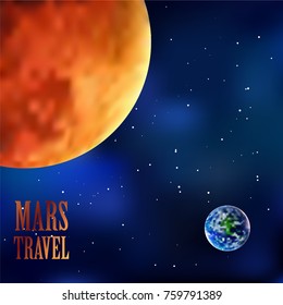 Mars and Earth Sky Background, Vector, Illustration, Eps File