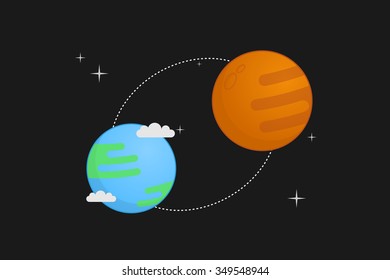 Mars & earth  vector illustration