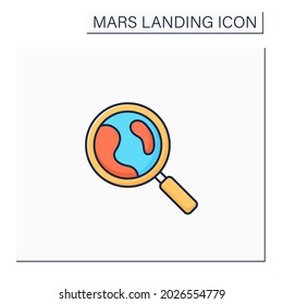 Mars exploration color icon. Planet research. Searching for new lifes. Mars landing concept. Isolated vector illustration