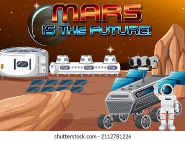 Mars is the future poster design illustration