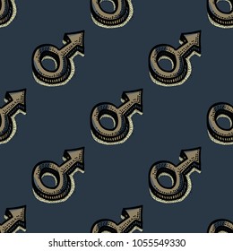 Mars gender symbol seamless pattern. Original design for print or digital media.