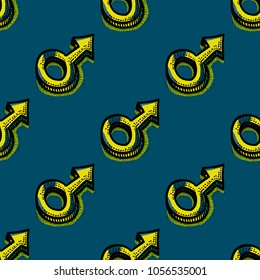 Mars gender symbol seamless pattern. Original design for print or digital media.
