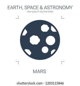 mars icon. high quality filled mars icon on white background. from earth space astronomy collection flat trendy vector mars symbol. use for web and mobile