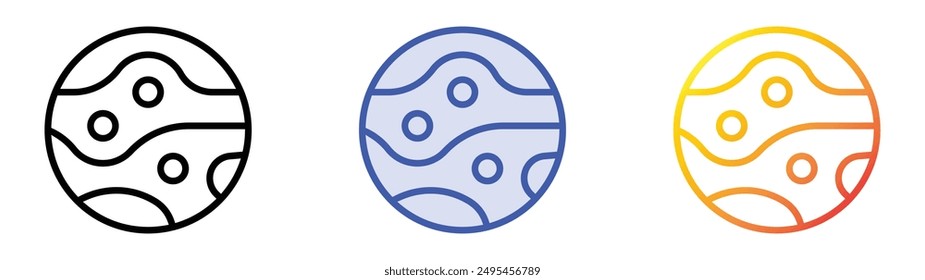 mars icon. Linear, Blue Fill and Gradient Style Design Isolated On White Background