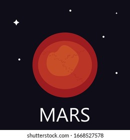 Mars Icon On Space Background . Planet Of The Solar System Vector / Illustration