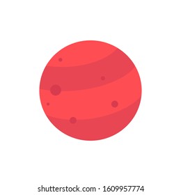 Mars Icon. Planet of the Solar System. Vector Illustration. Flat Style. Graphic Design for Education Classes, Study Books, Planetarium, Flayers, Banners, Posters, Cards.