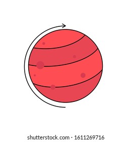 Mars Icon. Planet of the Solar System. Vector Illustration. Flat Style. Graphic Design for Education Classes, Study Books, Planetarium, Flyers, Banners, Posters, Cards.