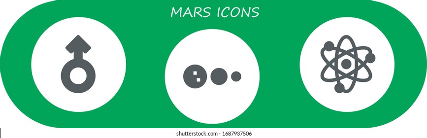 mars icon set. 3 filled mars icons. Included Mars, Solar system icons