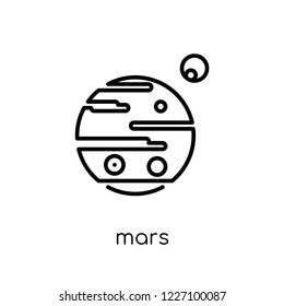 mars icon. Trendy modern flat linear vector mars icon on white background from thin line Astronomy collection, outline vector illustration