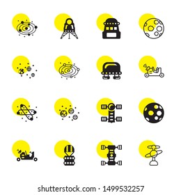 mars icons. Editable 16 mars icons. Included icons such as Solar system, Space station, Lander, Moon rover, Mars. mars trendy icons for web.