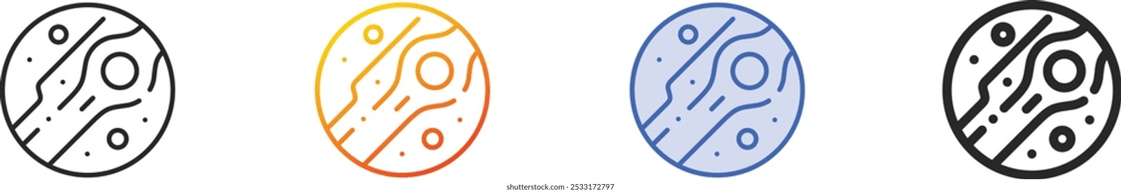 mars icon.Thin Linear, Gradient, Blue Stroke and bold Style Design Isolated On White Background