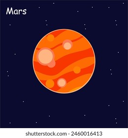 Mars Illustration, Planet 2D Illustration