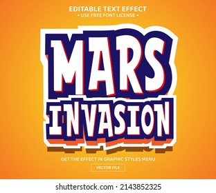 Mars invasion 3D editable text effect template