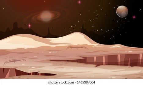 Mars landscape background scene illustration