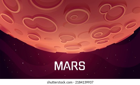 Mars Landscape Panorama, Red Planet. Vector Illustrations