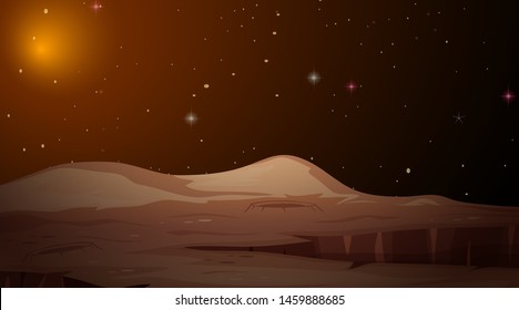 Mars landscape space scene illustration