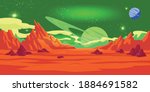 Mars landscape vector, alien planet icon, martian background illustration, planet Mars background vector - relating to the planet Mars or it's supposed inhabitants.