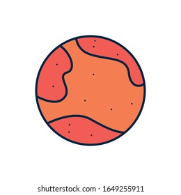 Mars line fill style icon of Space futuristic cosmos outside universe astronomy adventure and exploration theme Vector illustration