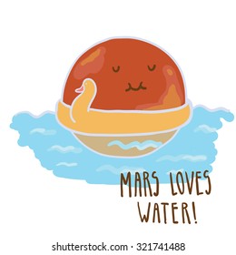 Mars Loves Water Vector Illustration