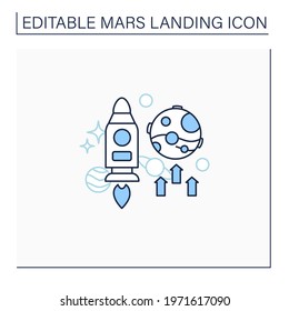 Mars mission line icon. Responsible research and development mission. Observe planet.Mars landing concept. Isolated vector illustration. Editable stroke