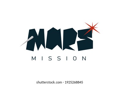 Mars mission logo. Paper cut letters logo.