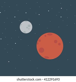 mars and moon
