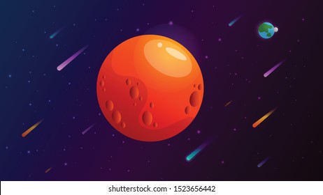 The Mars on space background