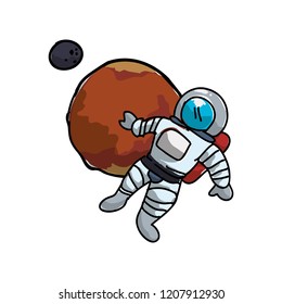 mars planet with astronaut