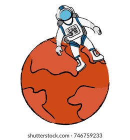mars planet with astronaut