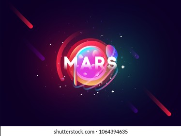 Mars Planet Bright Abstract Illustration. Space Theme Art Background