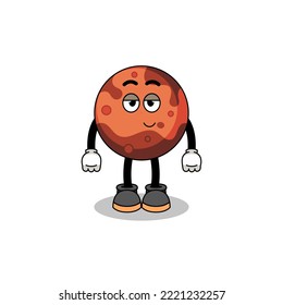 mars planet cartoon couple with shy pose , character design
