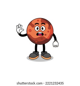 mars planet cartoon illustration doing stop hand , character design