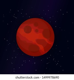 Mars planet cartoon vector clip-art, isolated cute illustration.