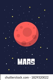 Mars Planet design, Planet Design and space element on universe background. Vector illustration in cartoon style. space kids.