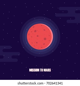 Mars planet exploration. Mission to Mars. Mars colonization project. Vector illustration.