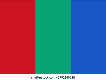Mars planet flag. Red-green-blue flag