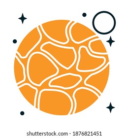 mars planet icon over white background, half line half color style, vector illustration