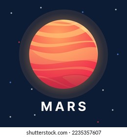 Mars planet illustration. Astronomy planet vector. Solar system planet.
